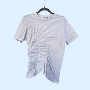 Georgia Hardinge Opal Organic Ruched Stretchy White T-Shirt Women's Size Small 4